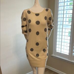 Alice+Olivia 100% Cashmere Bishop Sleeve Mini SweaterDress Grey Polka Dots NWT S